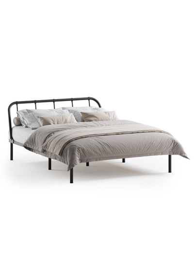 Кровать разборная металлическая «Мира», с спинкой, 1600×2000 мм, цвет чёрный