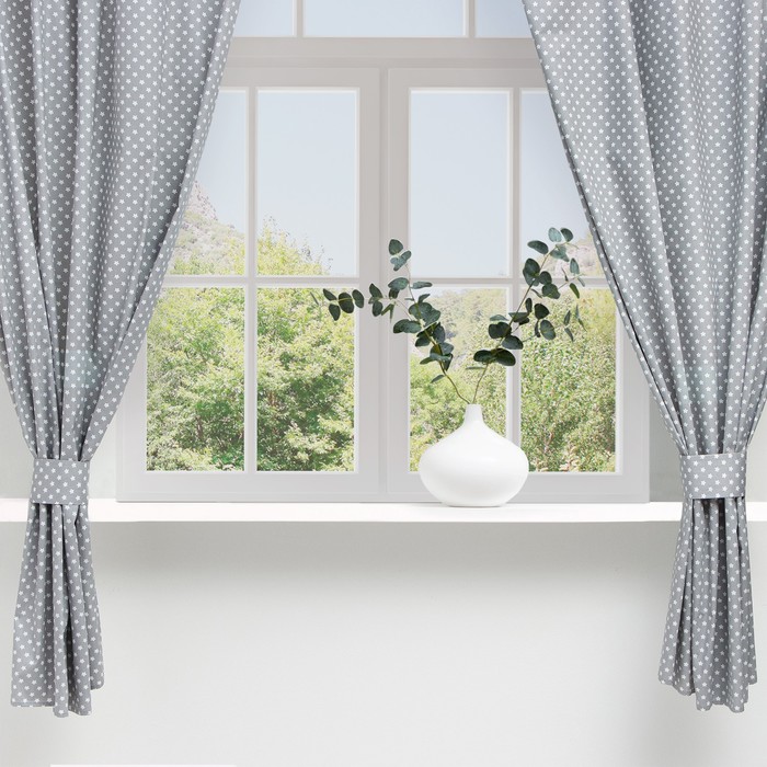 Шторы для кухни «Этель. Звёзды», 149×180 см - 2 шт., подхваты - 2 шт. - Фото 1