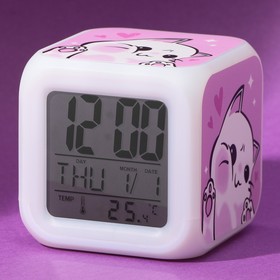 Часы будильник электронные «Котик», мод.49, 7,8 х 7,8 см.