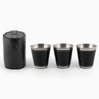 Набор стопок Мастер К, 70 мл, 6 см, 3 шт., чехол, металл, экокожа, чёрный - Фото 1