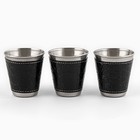 Набор стопок Мастер К, 70 мл, 6 см, 3 шт., чехол, металл, экокожа, чёрный - Фото 2