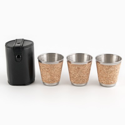 Набор стопок Мастер К, 70 мл, 6 см, 3 шт., чехол, металл