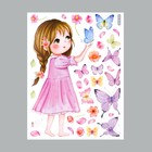 Наклейка пластик интерьерная цветная "Малышка с бабочками" 30х40 см - Фото 2