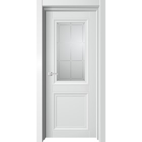 Дверное полотно «Atom», 600×2000 мм, остеклённое, сатин, цвет белый бархат