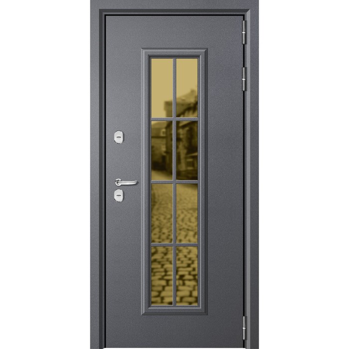 Входная дверь «Aurum», 960×2050 мм, левая, цвет серый муар / софт белый - Фото 1