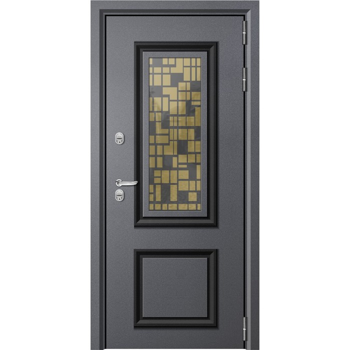 Входная дверь «Plata», 860×2050 мм, левая, цвет серый муар / белое дерево - Фото 1