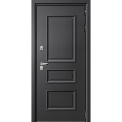 Входная дверь «Titan 1», 860×2050 мм, левая, цвет чёрный муар / бетон снежный