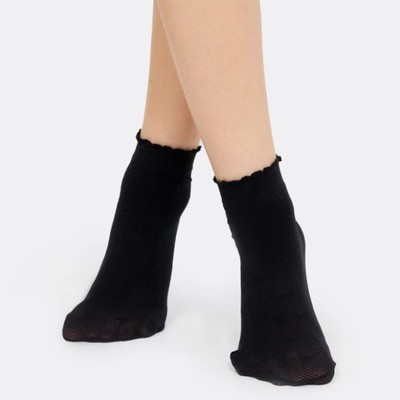 Носки капроновые детские, цвет чёрный/горошек, размер 18-20