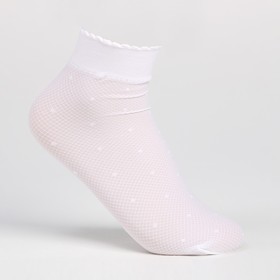 Носки капроновые детские, цвет белый/горошек, размер 20-22