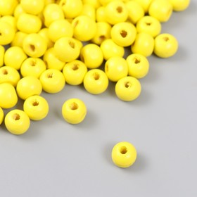 Бусины для творчества дерево "Лимонно жёлтый" d-0,8 см, набор 20 гр
