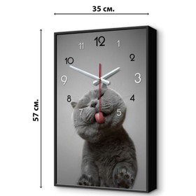 Часы-картина настенные, серия: Интерьер, "Котик", плавный ход, 57 х 35 см, 1 АА