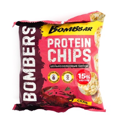 Чипсы BOMBBAR цельнозерновые протеиновые со вкусом «Краб», 50 г