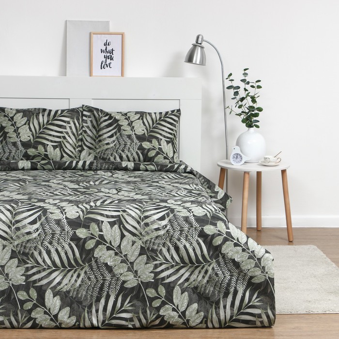 Постельное бельё 1,5сп Экономь и Я "Fern leaves" 143х215см, 145х214см, 50х70см-1шт, 60г/м2, микрофибра