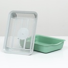 Лоток для кошек, 34.5×25.5×7.5 см, с сеткой, пластик, серый, оливковый - Фото 6