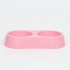 Миска пластиковая двойная 29,5 х 16,5 х 5 см, нежно розовая - Фото 2