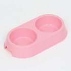 Миска пластиковая двойная 29.5×16.5×5 см, нежно розовая - Фото 3