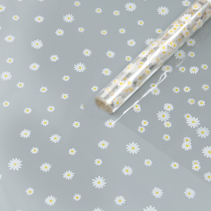 Пленка для цветов «Маргаритка» белый+жёлтый 0.7×8.2 м, 40 мкм - Фото 1