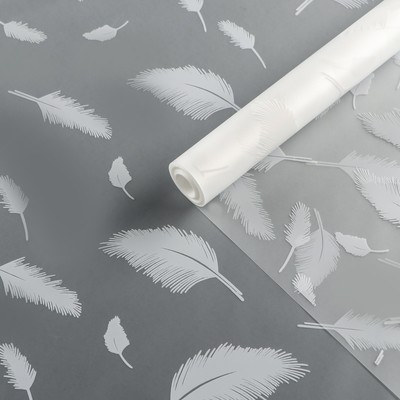 Пленка для цветов, матовая,«Перья», белый, 0.6×9 м ±5%