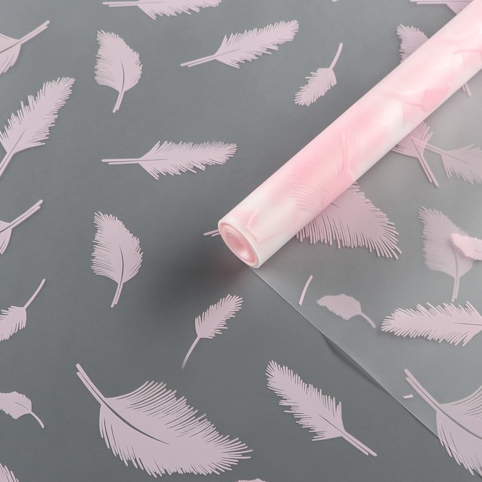 Пленка для цветов, матовая,«Перья», розовый, 0.6×9 м ±5% - Фото 1