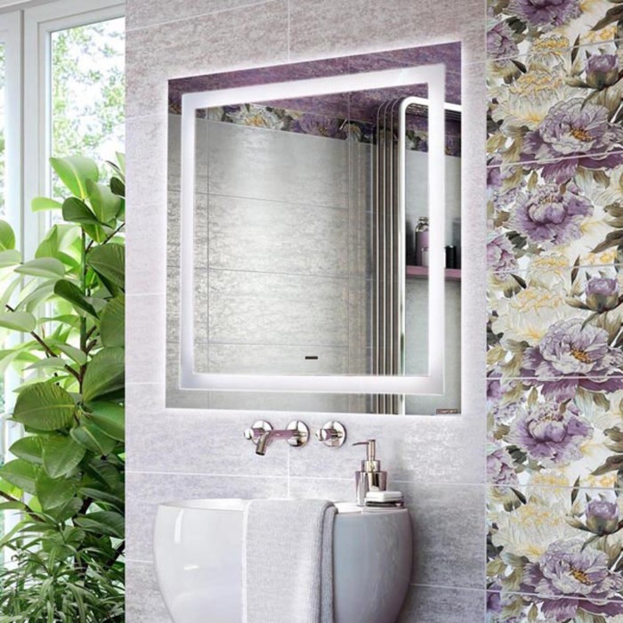 Зеркало Comforty «Квадрат 90», с LED-подсветкой, с бесконтактным сенсором, 900×900 мм