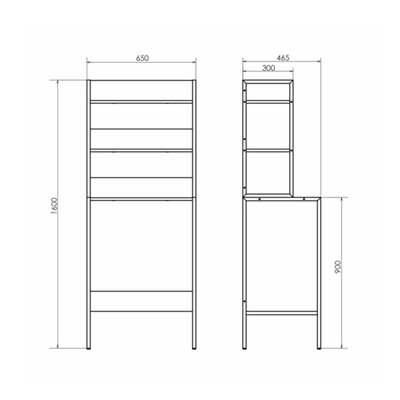 Стеллаж для стиральной машины Comforty, 650×465×1600 мм, цвет дуб тёмно-коричневый