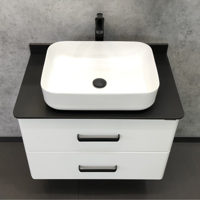 Тумба-умывальник Comforty «Амстердам-75», белый глянец со столешницей, с раковиной, T-Y9378