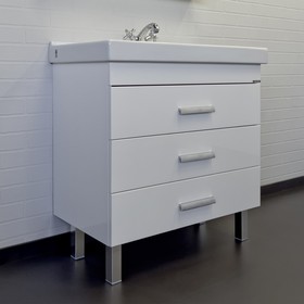 Тумба-умывальник Comforty «Никосия-80Н», белый глянец с раковиной Fest 80