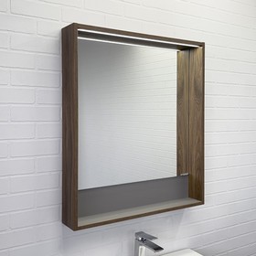 Зеркало-короб Comforty «Томари-70», дуб темно-коричневый, с подсветкой