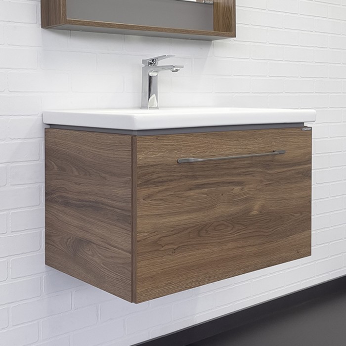 Тумба-умывальник Comforty «Томари-70», дуб тёмно-коричневый с раковиной Como 70 - Фото 1