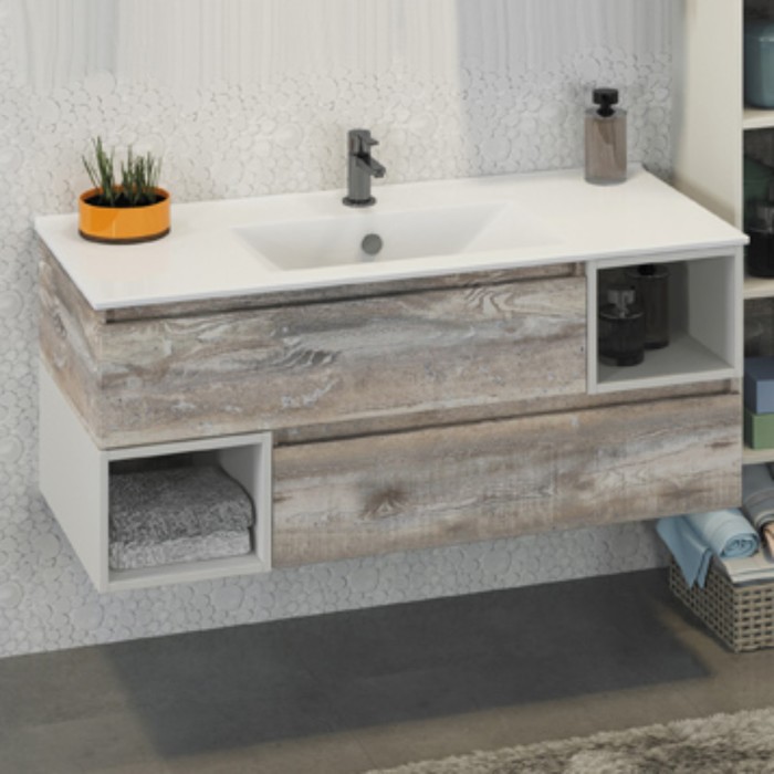 Тумба-умывальник Comforty «Турин-120М», дуб бежевый с раковиной 9120E - Фото 1