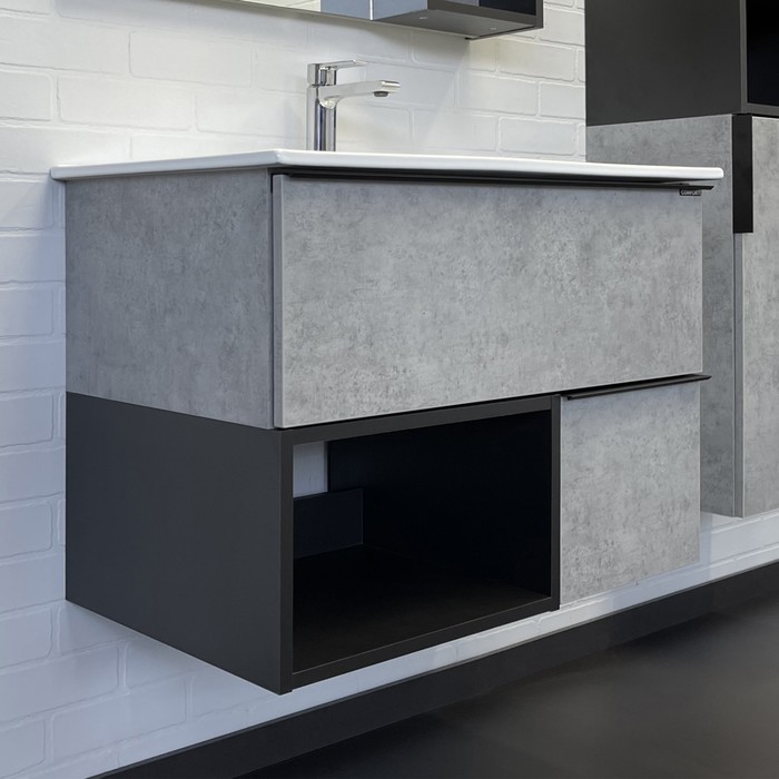 Тумба – умывальник Comforty «Франкфурт – 75», с раковиной 75E, цвет бетон светлый