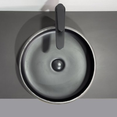 Раковина накладная Comforty 78653, круглая, цвет черный, серебряный матовый