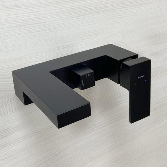 Смеситель для ванны Comforty FE045H1-CMT, картридж 35 мм, без аксессуаров, цвет чёрный матовый