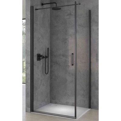 Душевое ограждение Comforty SZ 161, стекло, чёрный профиль, 100×100×190 см