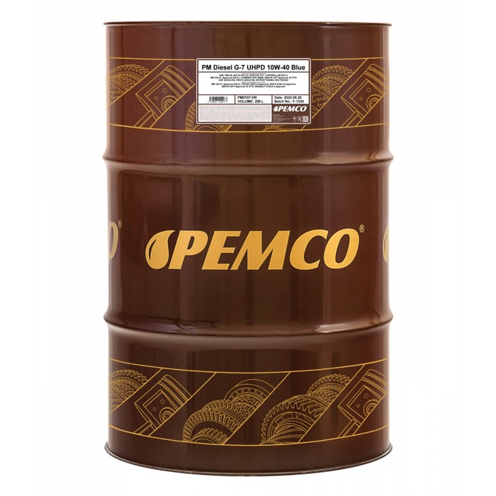 Масло моторное PEMCO DIESEL G-7 10W-40 UHPD, синтетическое, 208 л - Фото 1