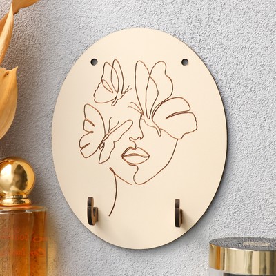 Крючки декоративные «Лицо-бабочки», ключница настенная, 12×15 см