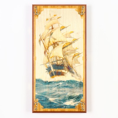Настольная игра нарды с шашками « Морские », деревянные малые, 40×40 см