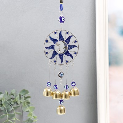 Музыка ветра «Месяц в солнце», от сглаза, 5 колокольчиков, 22 см