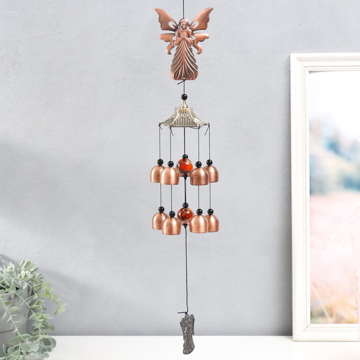 Музыка ветра «Молитва ангела», металл, 10 колокольчиков, под медь, 5×5×55 см