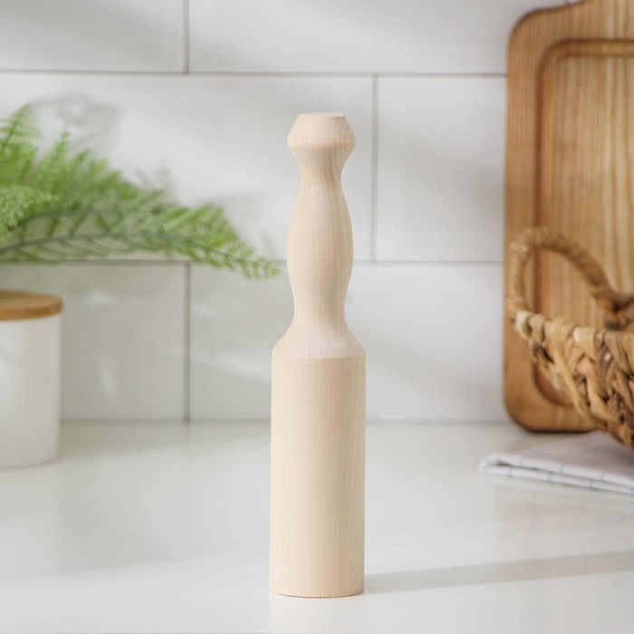 Картофелемялка-толкушка деревянная Доляна, 21×4 см, берёза - Фото 1