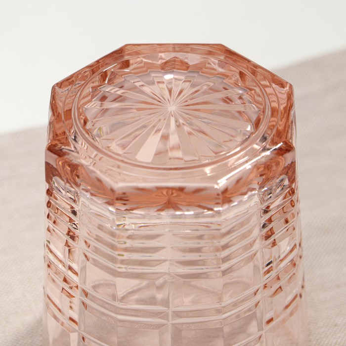 Стакан низкий стеклянный «Даллас», 300 мл, цвет розовый - фото 1885674951