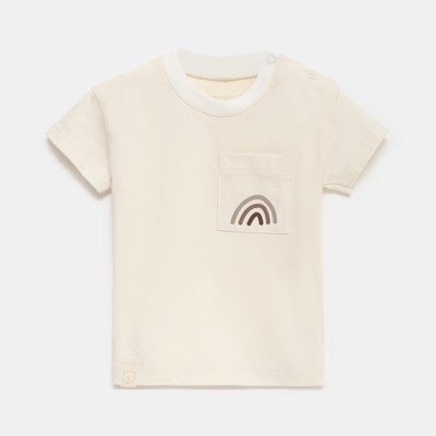 Футболка детская «Крошка Я. Радуга», рост 62-68 см, бежевая