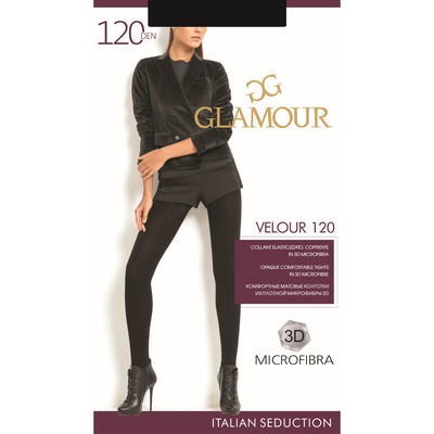 Колготки женские GLAMOUR Velour 120 цвет чёрный (nero), р-р 4