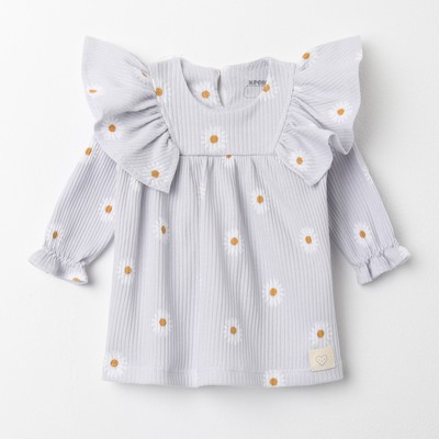 Платье для девочки «Крошка Я. Ромашка», рост 92-98 см, серое