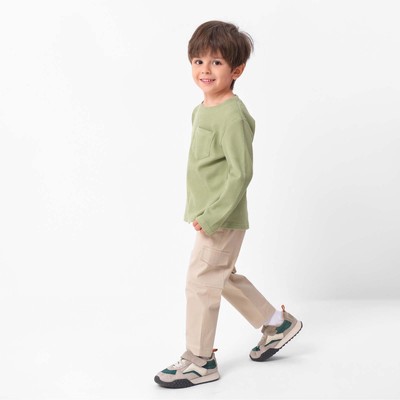 Лонгслив детский с карманом KAFTAN Basic line, размер 32 (110-116 см), хаки