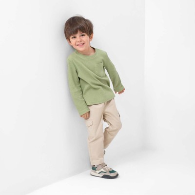 Лонгслив детский с карманом KAFTAN Basic line, размер 32 (110-116 см), хаки