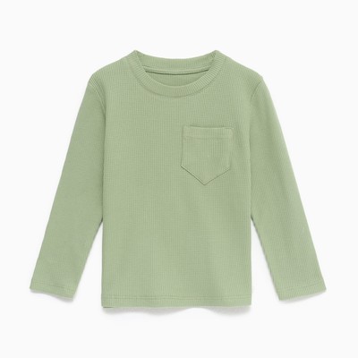 Лонгслив детский с карманом KAFTAN Basic line, размер 32 (110-116 см), хаки