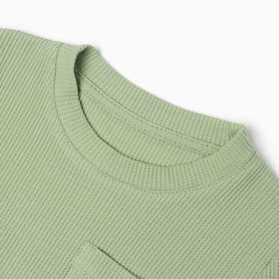 Лонгслив детский с карманом KAFTAN Basic line, размер 32 (110-116 см), хаки