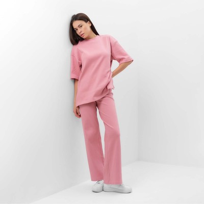 Костюм женский (футболка, брюки) MIST, размер 40-42, цвет пудра