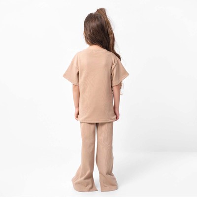 Костюм детский (футболка, брюки) KAFTAN, размер 32 (110-116 см), бежевый